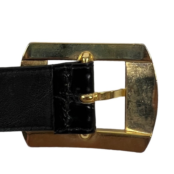 Garfinckel's Small Alligator Grain Steerhide Belt Made in USA Gold Tone Buckle - Picture 8 of 14